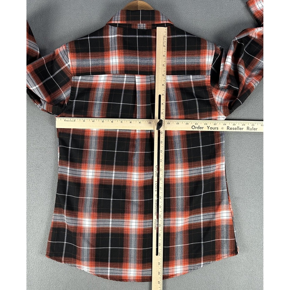 Dixxon Flannel Shirt Womens Medium Orange Black Bucky Lasek Skater Garage Punk - Picture 6 of 10